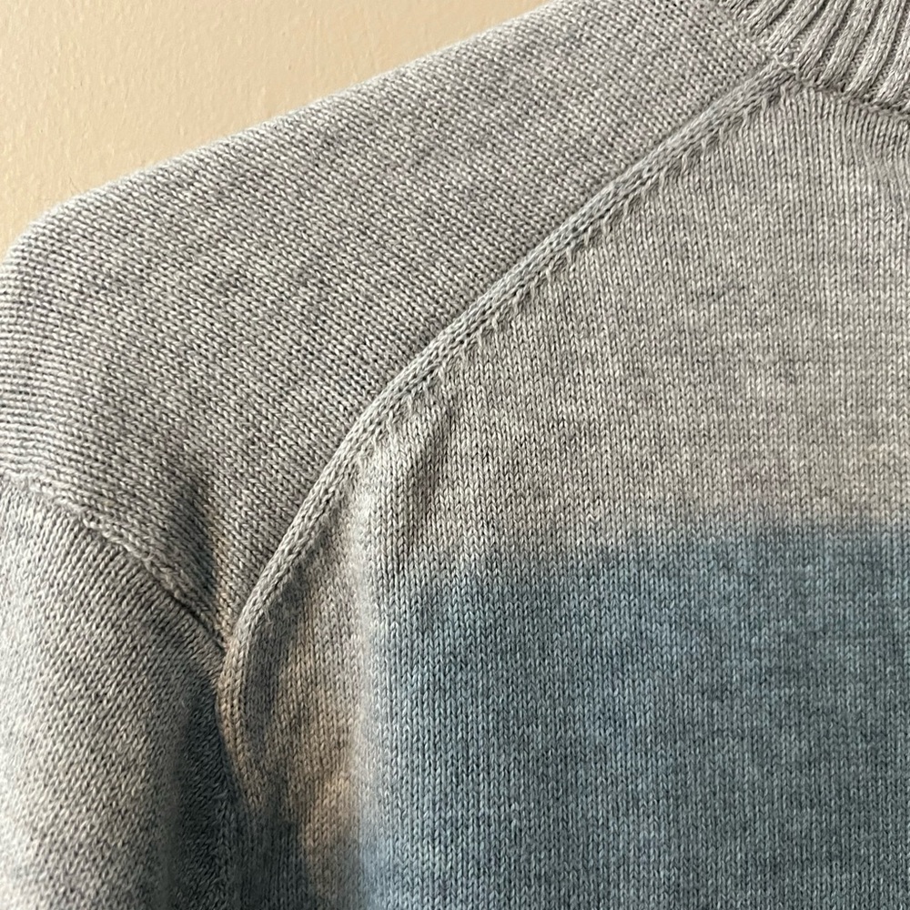 Nautica sz L NWT 💯 cotton mens gray quarter zip pullover with navy blue collar. - Picture 6 of 8